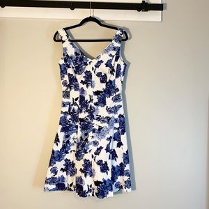 Chaps White & Blue Floral Dress, Size 10, Sleeveless, Fit & Flare